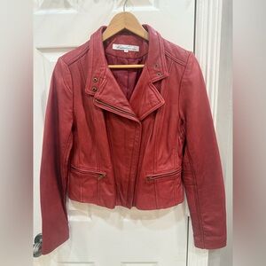 Kenneth Cole Women's Bold Red Leather Jacket